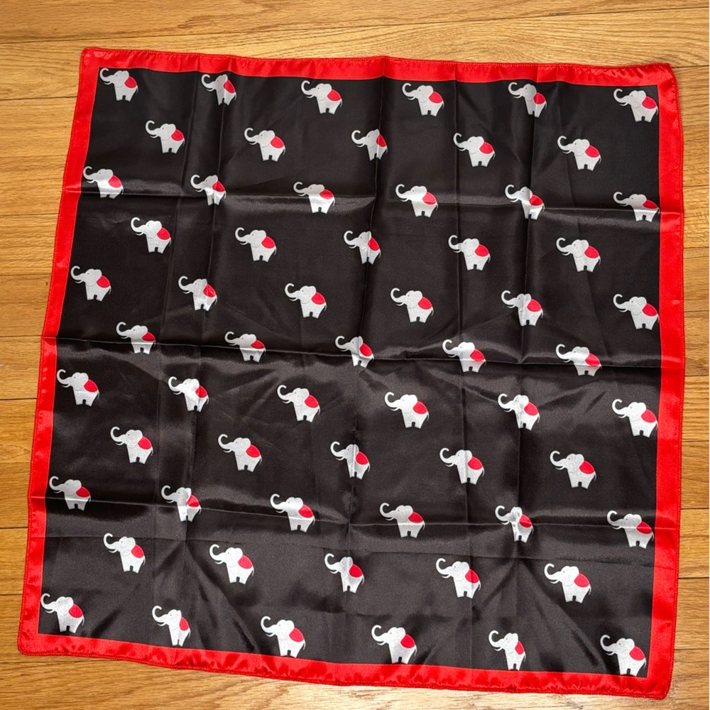 Delta Elephant large square scarf. 22x22 inches